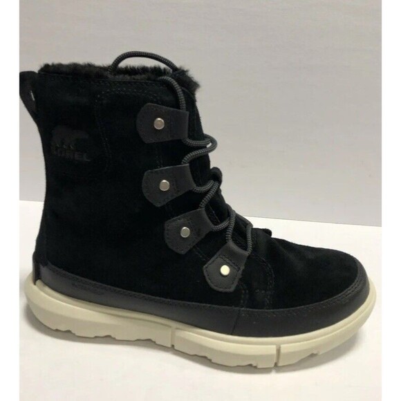 Sorel Explorer II Joan Faux Fur Waterproof Boot Black - Picture 1 of 6